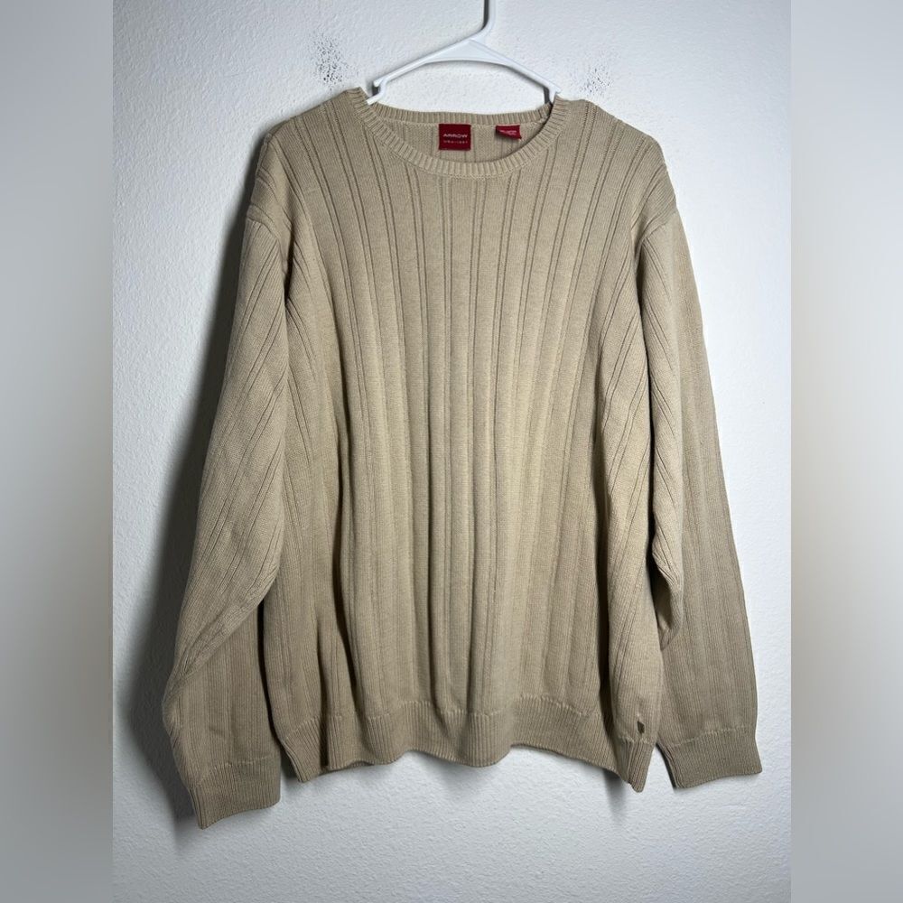 Y2K Arrow Cotton Heavy Beige Sweater Outerwear 2000s Men’s Size L